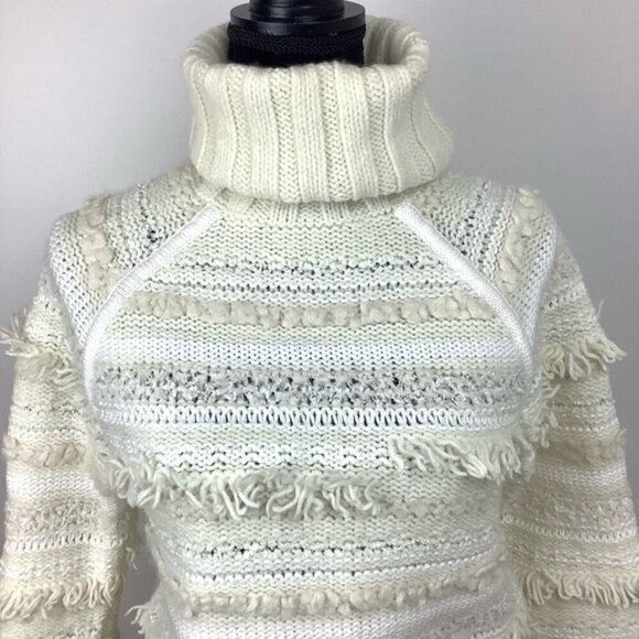 CLUB MONACO HANDKNIT WOOL Cream CHUNKY TURTLENECK SWEATER S - Picture 4 of 13